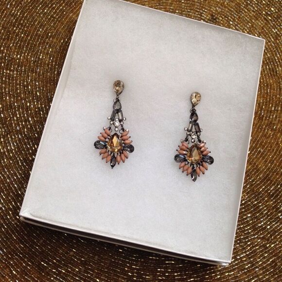 DELETING SOON Crystal Rhinestone Bead Multi Shape Dangle Drop Earrings - Picture 1 of 4
